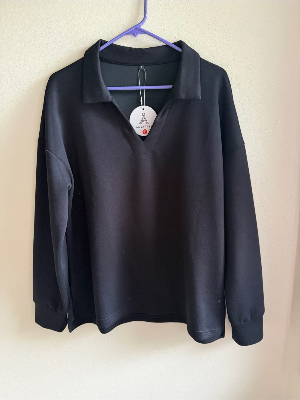 Women’s Black Collared V-Neck Pullover